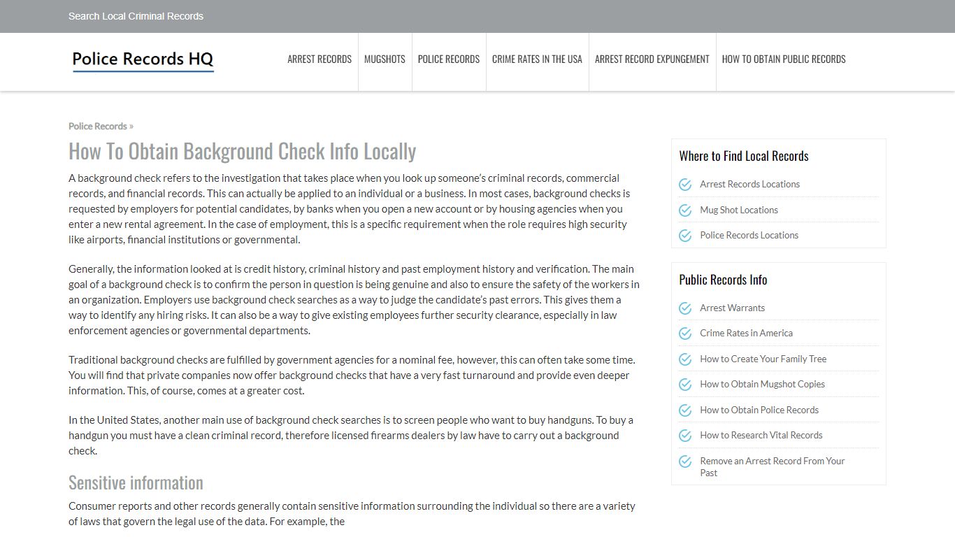 Police Records - Arrest Records - Mug Shots Research Locations