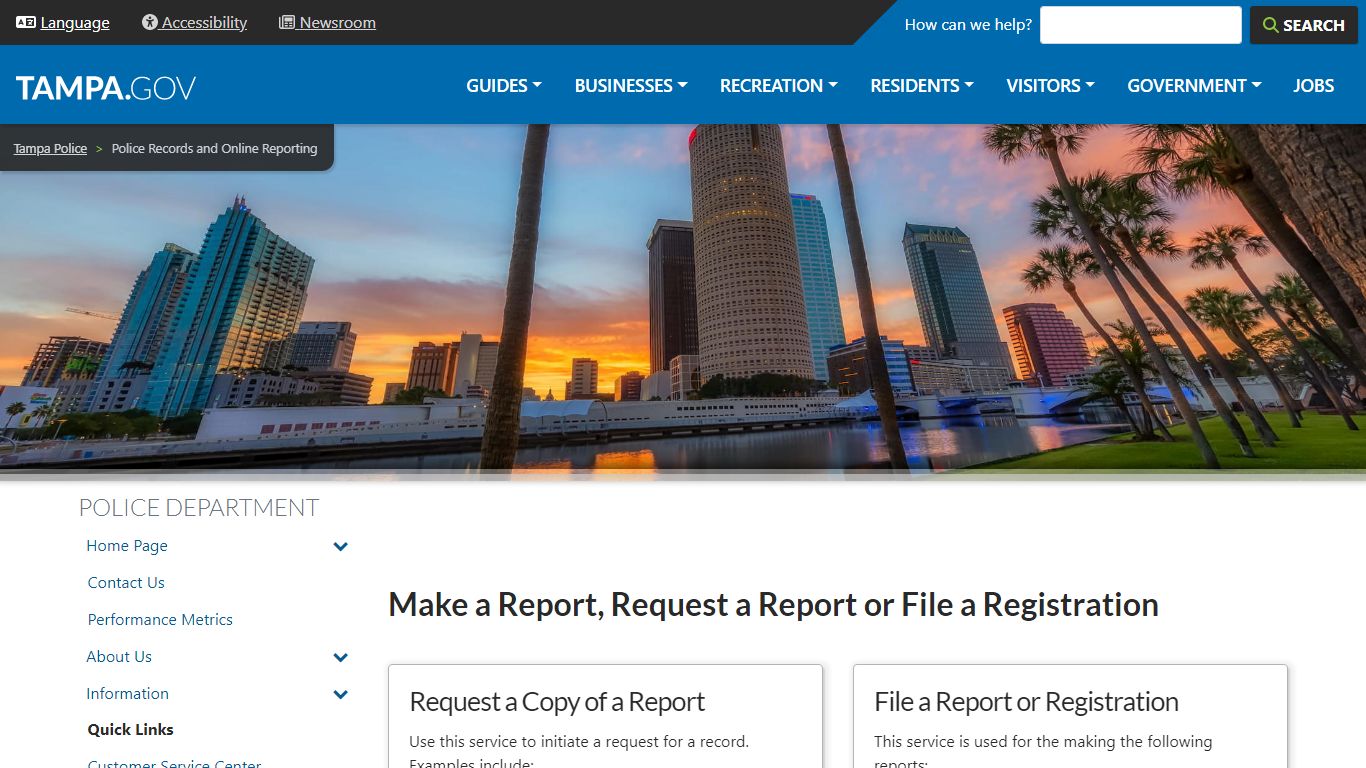 Police Records and Online Reporting | City of Tampa